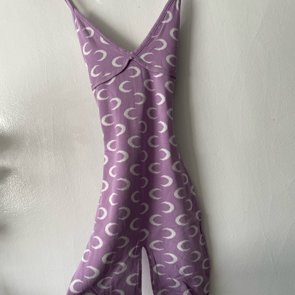Bodysuit purple and white half moons
